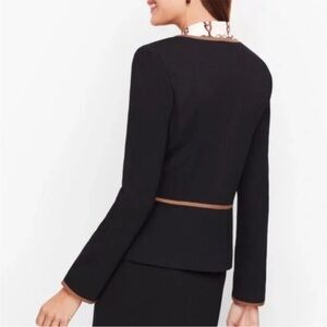 Talbots Jacket Blazer Womens 14W  Black Brown Trim Italian Knit Elegant